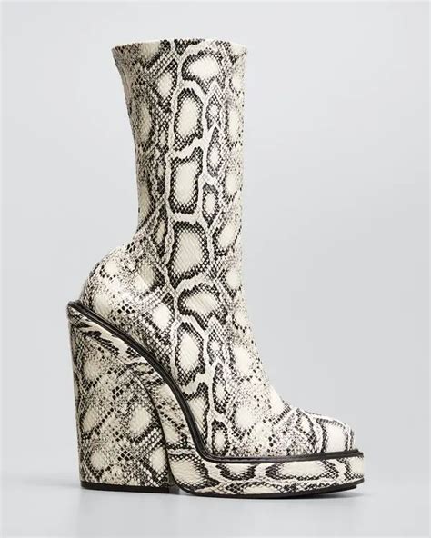 givenchy snake-print wedge platform booties